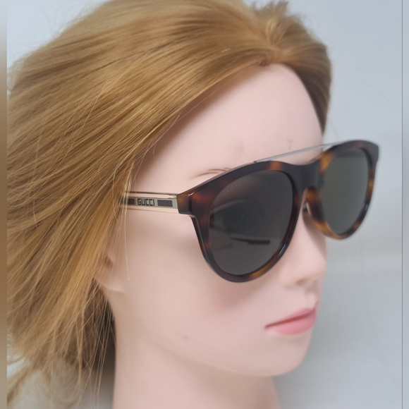 NWT Gucci Women's Sunglasses Round Havana Silver Crystal GG0559S 54-18-145 - Picture 2 of 16